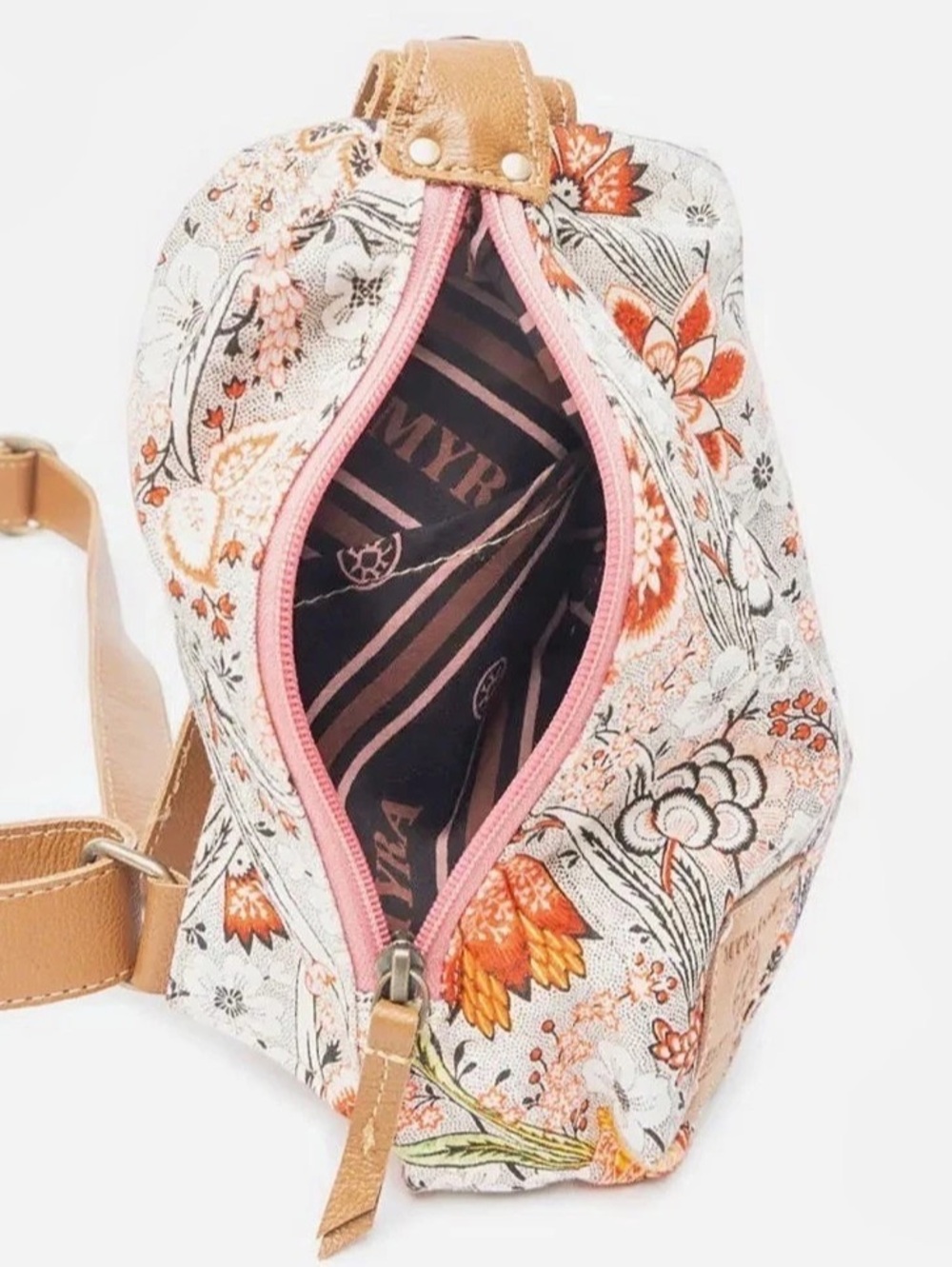 Myra Bag Floral Fanny Pack Bag in White & Orange